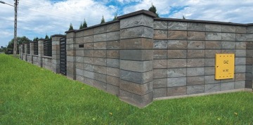 Блок для забора, столбик, гладкий, 50х40, графит и белый горошек