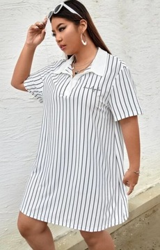 SHEIN PLUS SIZE SUKIENKA BIAŁA W PASKI 46 1V7A