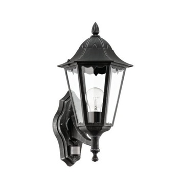 Kinkiet zewnętrzny ogrodowy z czujnikiem E27 lampa czarna
