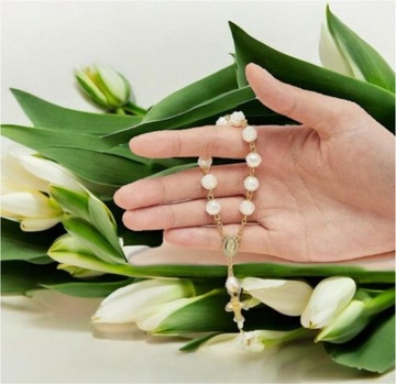 Różaniec Podziękowanie dla gości na Komunię KOMUNIA upominki WORECZEK