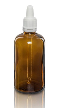 Butelka szklana brązowa 100ml z pipetą białą