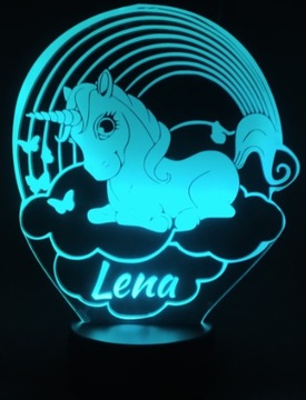 3D LED ЛАМПА С ПУЛЬТОМ ЕДИНОРОГ С ИМЯ РЕБЕНКА