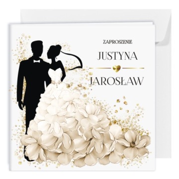 ZAPROSZENIA ŚLUBNE NA ŚLUB SERCA KWIATY GLAMOUR 
