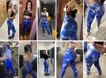 LEGGINSY SPORTOWE PUSH UP NA SIŁOWNIE NIEBIESKIE L