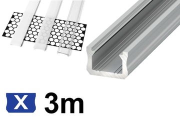 Profil do LED aluminiowy typ X srebrny 3m + KLOSZ