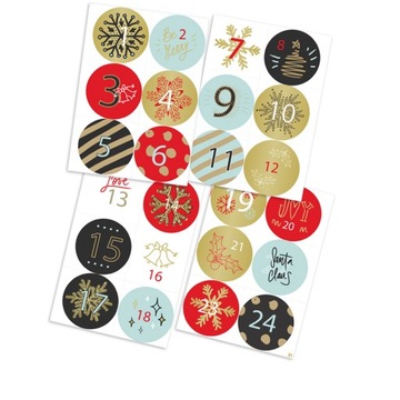 РОЖДЕСТВЕНСКИЕ НАКЛЕЙКИ АДВЕНТ-КАЛЕНДАРЬ А4 выкройки