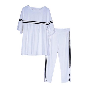 Damskie dwuczęściowe stroje Eleganckie długie spodnie Streetwear Casual L Białe