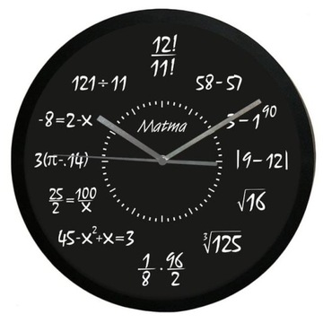 Zegar matematyka #11 czarny/płynący