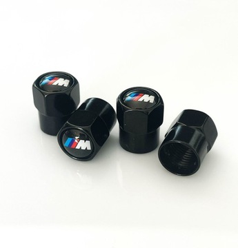 NAKRĘTKI NA WENTYLE BMW M POWER LOGO CZARNE METALOWE KAPTURKI KOMPLET 4 SZT