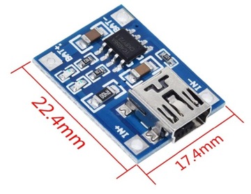Модуль зарядного устройства для литий-ионных аккумуляторов с TP4056 MINI USB 1A