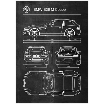 Plakat BMW Z3 M E36 M Coupe Retro Patent Schemat
