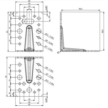 КП11 УГОЛ ПАРЕННЫЙ СОЕДИНИТЕЛЬ 90х90х65х2,5