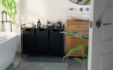 КОРЗИНА ДЛЯ БЕЛЬЯ ТРЕХКОМНАТНАЯ Mark Adler Tidy 3.0 Черная 38л