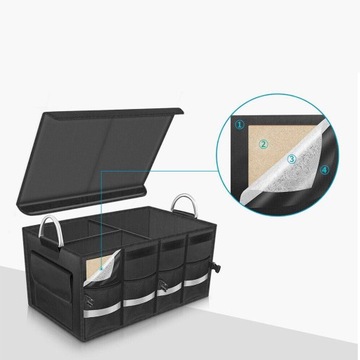 большая коробка, автомобильный органайзер, багажник с отделением, черный, жесткий