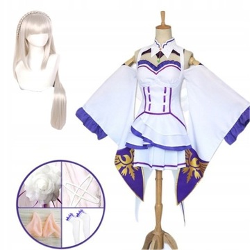 Emilia Cosplay Kostium Peruka Anime EMT RE Zero