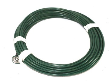 Linka stalowa w otulinie 4mm 20m z zaciskami oczkowymi