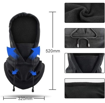 ЗИМНЯЯ БАЛАКЛАВА ТЕРМОФЛИСОВЫЙ КАПЮШОН ЛЫЖНАЯ МАСКА МОТОЦИКЛ