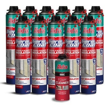 AKFIX THERMCOAT 850 ml (11 SZT) + AKFIX 800C CLEANER 500 ml - ZESTAW