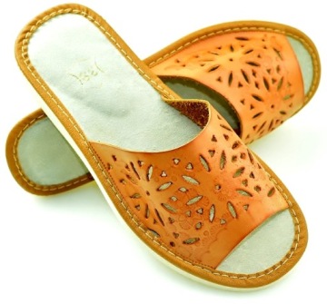 Женские кожаные тапочки, размер 39–25 см.