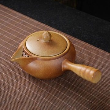 Керамический чайник, традиционный китайский чайник, боковая ручка.