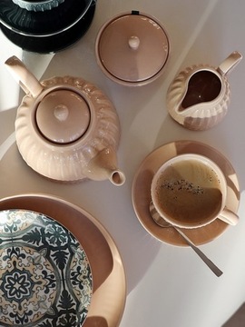 Керамический кувшин MOSAIQUE BEIGE, чайник объемом 1 л для чая и кофе.