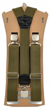 Однотонные широкие мужские подтяжки цвета хаки зеленого цвета