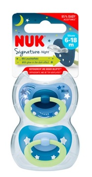 Silikonowy smoczek NUK Classic Signature 6 - 18 m 2 szt. niebieskie