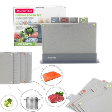 ZESTAW 4 DESEK KUCHENNYCH DO KROJENIA W STOJAKU