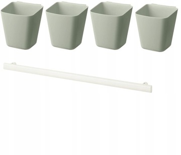 IKEA SUNNERSTA 4 xpojemnik +szyna reling zielona