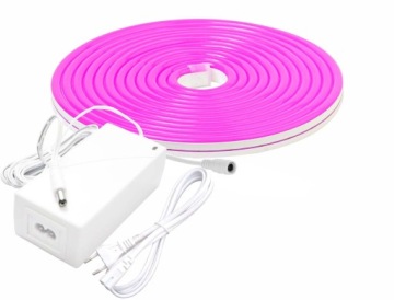 ZESTAW 5M NEON Taśma LED 12V MOCNY PINK + ZASILACZ