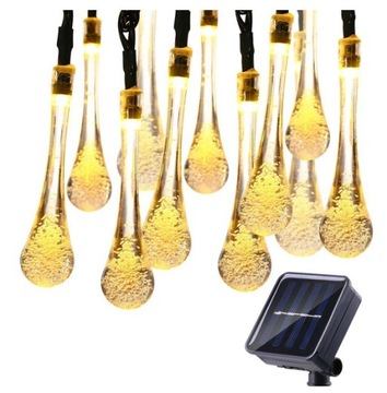 SOLARNA GIRLANDA OGRODOWA LAMPKI KROPLE LED 6,5m