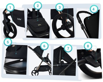 КОЛЯСКА 2В1 IBEBE ICE 02 ЧЕРНАЯ И МЕГА АКСЕССУАРЫ