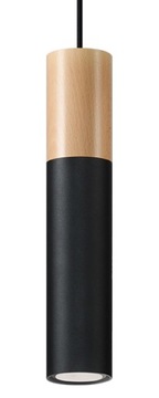 Nowoczesny Zwis PABLO 1 Czarny Lampa Drewno LED