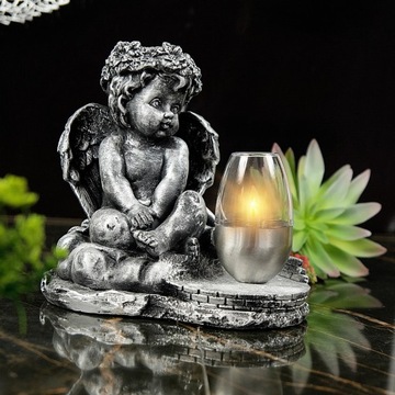 СЕРАЯ ГИПСОВАЯ ФИГУРКА Гробница СОЛНЕЧНАЯ СВЕТОДИОДНАЯ ЛАМПА