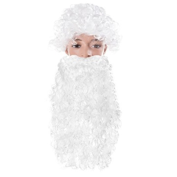 ГУСТАЯ БЕЛАЯ БОРОДА САНТЫ, ДЛИННАЯ 50 СМ.