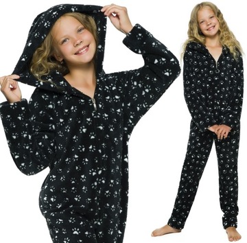 PIŻAMA CIEPŁY KOMBINEZON KAPTUR ONESIE PAJAC 134