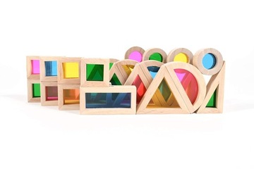 Деревянные радужные терапевтические блоки (24 элемента) - Сенсорная игрушка