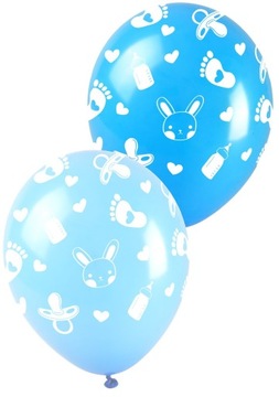 BALONY CHRZEST NIEBIESKIE BABY SHOWER chłopca 5szt
