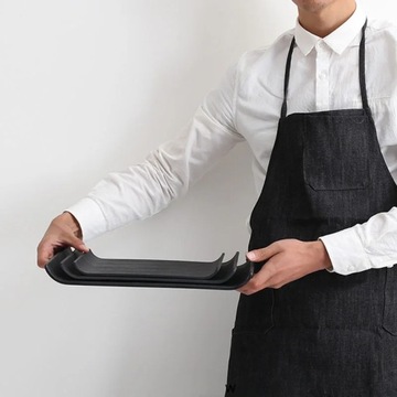 AhunderJiaz Nordic прямоугольный меламиновый креативный поднос, черная обеденная тарелка