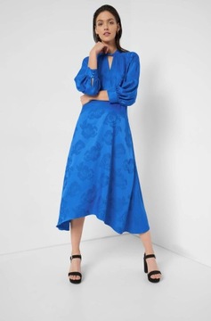 ORSAY - niebieska żakardowa długa sukienka - 36