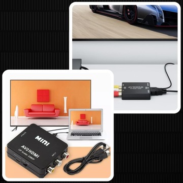 АДАПТЕР КОНВЕРТЕРА СИГНАЛОВ AV CHINCH RCA К HDMI FULL HD 1080P+ USB КАБЕЛЬ