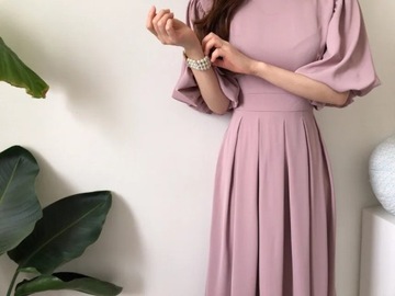 Korean Solid Casual Chic Elegant Dress for Women H