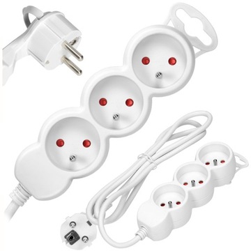 Przedłużacz Listwa 3 Gniazda Płaska Wtyczka 3m