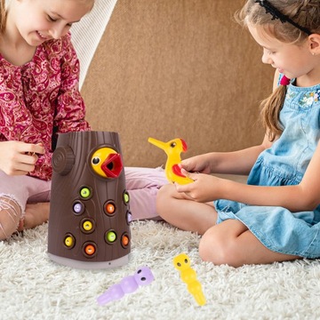 GRA MAGNETYCZNA ZRĘCZNOŚCIOWA NAKARM DZIĘCIOŁA ZŁAP ROBACZKA MONTESSORI