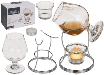 Podgrzewacz do Brandy z Kieliszkiem - stojak kieliszek tealight pojemniczek