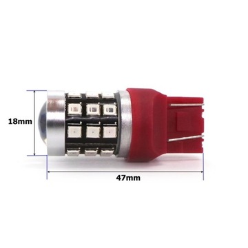W21/5W красная короткая светодиодная лампа 7443 12-24V CAN