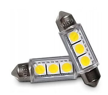 ŻARÓWKA RURKOWA 36MM BIAŁA C5W RURKA 3 SMD LED LEDOWA