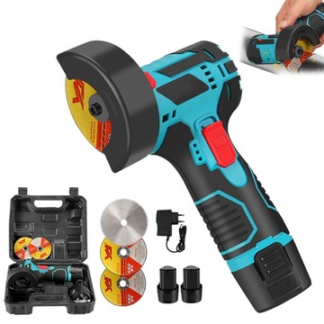 PRZENOŚNA MINI SZLIFIERKA KĄTOWA AKUMULATOROWA 12V 2*AKU 18500RPM 3*TARCZ