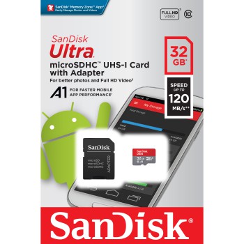 microSDHC 32 GB ULTRA 120MB/s+ADAP.SD+ANDROID APP