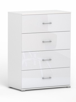 Komoda POLA Biała Połysk, 4 Szuflady, Pojemna Elegancka 50 x 110 x 40 cm